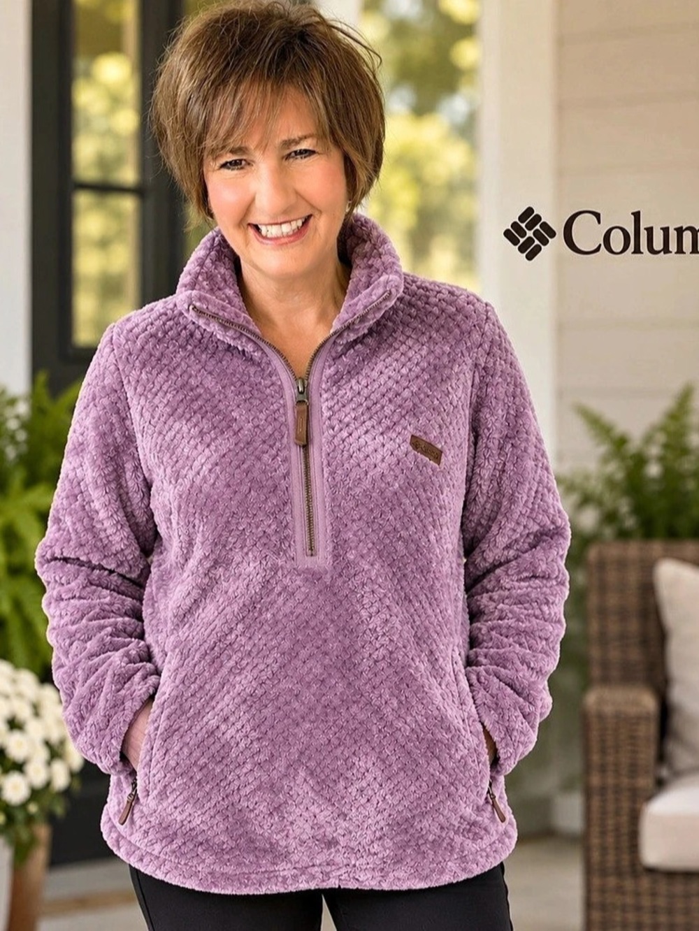 Columbia Fire Side Sherpa Quarter Zip Fleece Pullover 3X Mauve Purple zip Pocket
